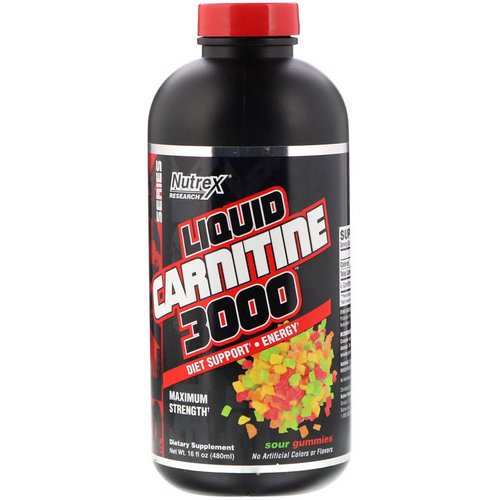 Nutrex Research, Liquid Carnitine 3000, Sour Gummies, 16 fl oz (480 ml) Review