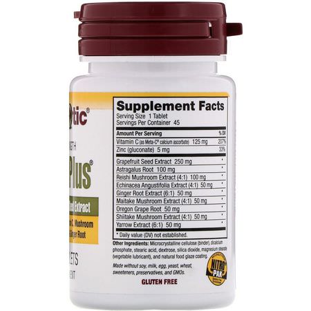 葡萄柚籽提取物, 抗氧化劑: NutriBiotic, DefensePlus, Maximum Strength, 45 Vegan Tablets