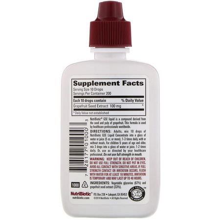 葡萄柚籽提取物, 抗氧化劑: NutriBiotic, GSE, Grapefruit Seed Extract, Liquid Concentrate, 2 fl oz (59 ml)