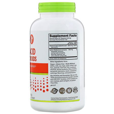 流感, 咳嗽: NutriBiotic, Immunity, Ascorbic Acid with Bioflavonoids, Crystalline Powder, 16 oz (454 g)