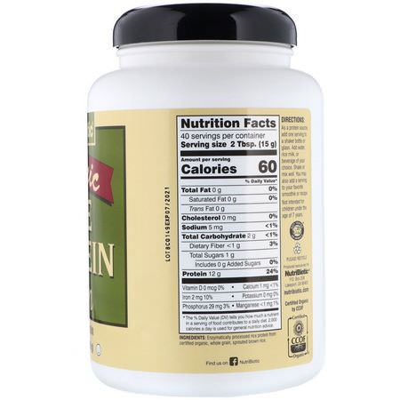 大米蛋白, 植物性蛋白: NutriBiotic, Raw Organic Rice Protein, Plain, 1 lb 5 oz (600 g)