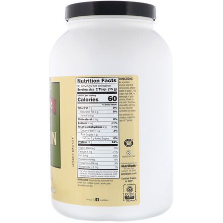 大米蛋白, 植物性蛋白: NutriBiotic, Raw Organic Rice Protein, Plain, 3 lbs (1.36 kg)