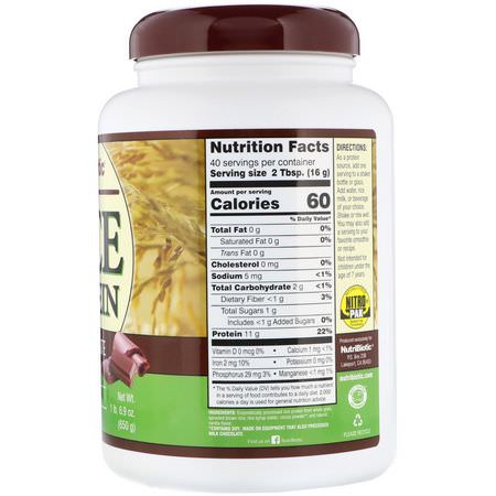 大米蛋白, 植物性蛋白: NutriBiotic, Raw Rice Protein, Chocolate, 1.43 lbs (650 g)