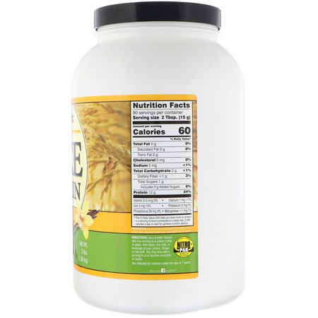 大米蛋白, 植物性蛋白質: NutriBiotic, Raw Rice Protein, Vanilla, 3 lb (1.36 kg)