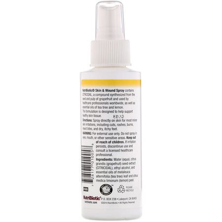 皮膚治療, 藥膏: NutriBiotic, Skin & Wound Spray with Grapefruit Seed Extract, 4 fl oz (118 ml)