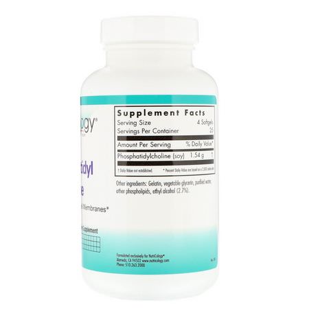 磷脂酰膽鹼, 磷脂: Nutricology, Phosphatidyl Choline, 100 Softgels