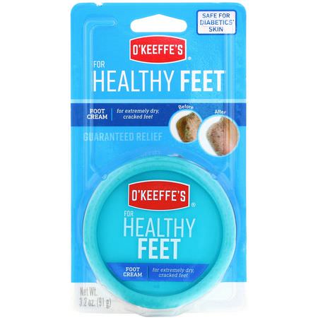 腳霜, 足部護理: O'Keeffe's, For Healthy Feet, Foot Cream, 3.2 oz (91 g)