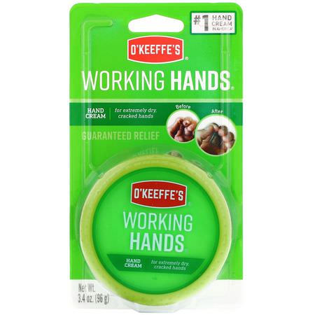 皮膚發癢, 乾燥: O'Keeffe's, Working Hands, Hand Cream, 3.4 oz (96 g)