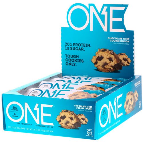 One Brands, One Bar, Chocolate Chip Cookie Dough, 12 Bars, 2.12 oz (60 g) Each Review