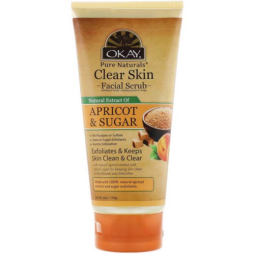 Okay, Clear Skin Facial Scrub, Apricot & Sugar, 6 oz (170 g) Review