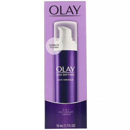 血清, 治療: Olay, Age Defying, Anti-Wrinkle, 2-in-1 Day Cream + Serum, 1.7 fl oz (50 ml)