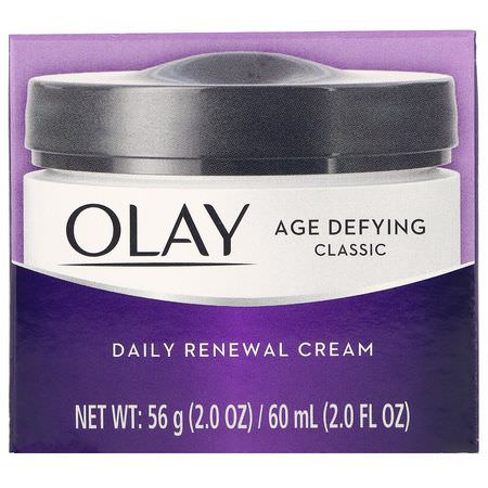 面部保濕霜, 護膚: Olay, Age Defying, Classic, Daily Renewal Cream, 2 fl oz (60 ml)