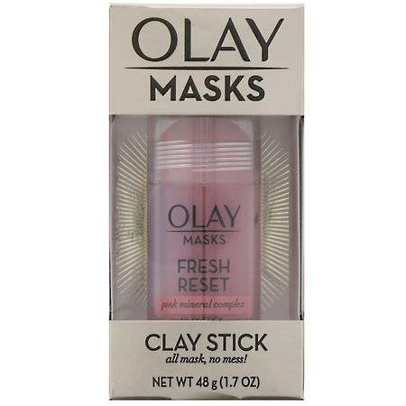 面膜, 護膚: Olay, Fresh Reset, Pink Mineral Complex Clay Stick Mask, 1.7 oz (48 g)