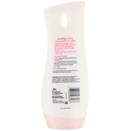 肥皂, 沐浴露: Olay, In-Shower Body Lotion, Cooling White Strawberry & Mint, 15.2 fl oz (450 ml)