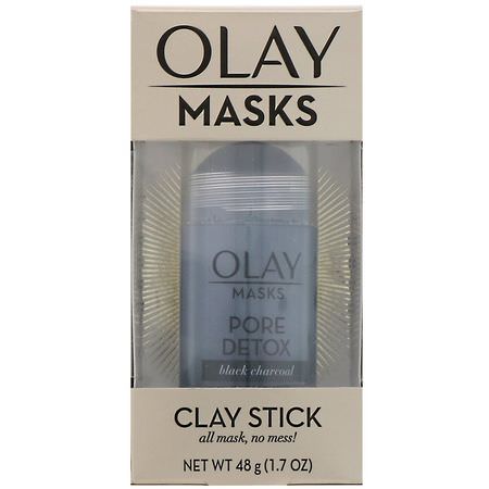 面膜, 護膚: Olay, Masks, Pore Detox, Black Charcoal Clay Stick Mask, 1.7 oz (48 g)