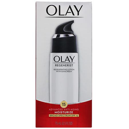 面部保濕霜, 護膚: Olay, Regenerist, Regenerating Lotion with Sunscreen, SPF 15, 2.5 fl oz (75 ml)