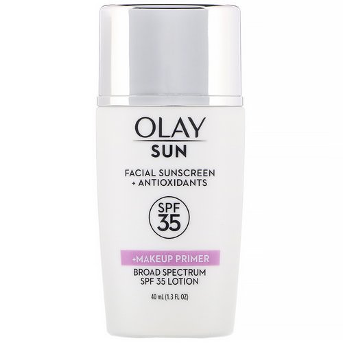 Olay, Sun, Facial Sunscreen + Makeup Primer, SPF 35, 1.3 fl oz (40 ml) Review