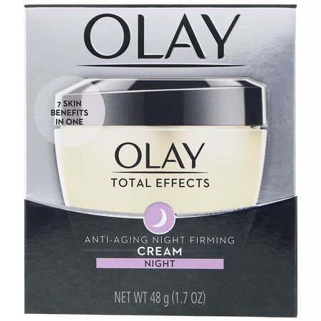 面部保濕霜, 皮膚護理: Olay, Total Effects, 7-in-One Anti-Aging Night Firming Cream, 1.7 oz (48 g)