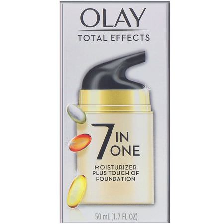 面部保濕霜, 護膚: Olay, Total Effects, 7-in-One Moisturizer Plus Touch of Foundation, 1.7 fl oz (50 ml)