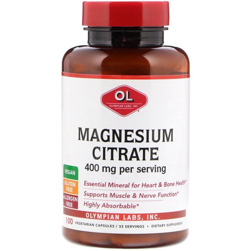 Olympian Labs, Magnesium Citrate, 400 mg, 100 Vegetarian Capsules Review