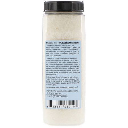 礦物質浴, 油: One with Nature, Dead Sea Mineral Salts, Fragrance Free, 2 lbs (907 g)