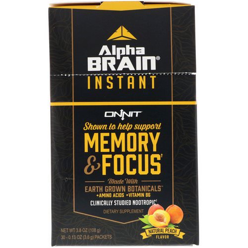 Onnit, Alpha Brain Instant, Memory & Focus, Natural Peach, 30 Packets, 0.13 oz (3.6 g) Each Review