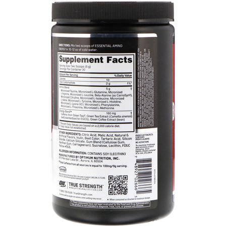 咖啡因, 興奮劑: Optimum Nutrition, Essential Amin.O. Energy, Fruit Fusion, 9.5 oz (270 g)