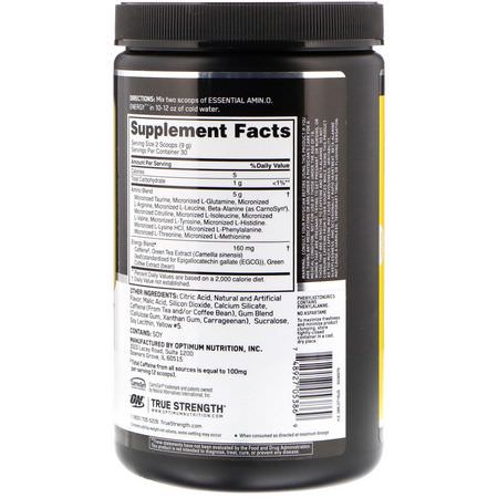 咖啡因, 興奮劑: Optimum Nutrition, Essential Amin.O. Energy, Pineapple, 9.5 oz (270 g)