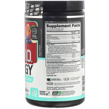 氨基酸: Optimum Nutrition, Essential Amino Energy plus UC-II Collagen, Fruit Fiesta, 9.5 oz (270 g)