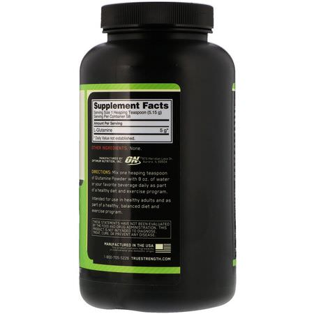 L-谷氨酰胺, 氨基酸: Optimum Nutrition, Glutamine Powder, Unflavored, 10.6 oz (300 g)