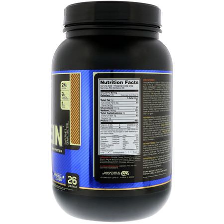 酪蛋白, 運動營養: Optimum Nutrition, Gold Standard, 100% Casein, Chocolate Peanut Butter, 2 lb (909 g)