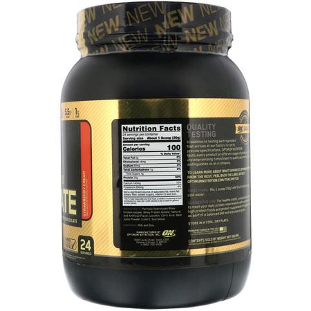 乳清蛋白, 運動營養: Optimum Nutrition, Gold Standard, 100% Isolate, Strawberry Cream, 1.58 lb (720 g)