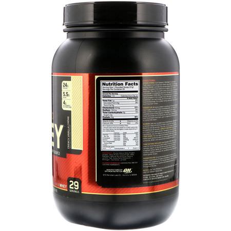 乳清蛋白, 運動營養: Optimum Nutrition, Gold Standard, 100% Whey, French Vanilla Creme, 2 lbs (909 g)