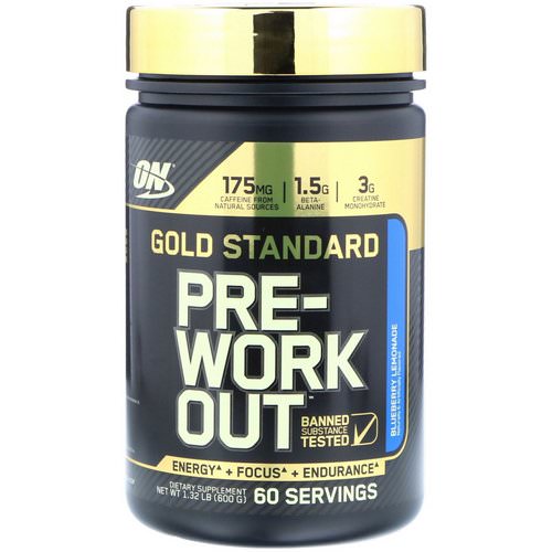 Optimum Nutrition, Gold Standard, Pre-Workout, Blueberry Lemonade, 1.32 lbs (600 g) Review