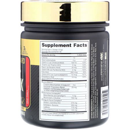 一水肌酸, 肌酸: Optimum Nutrition, Gold Standard, Pre-Workout, Fruit Punch, 10.58 oz (300 g)