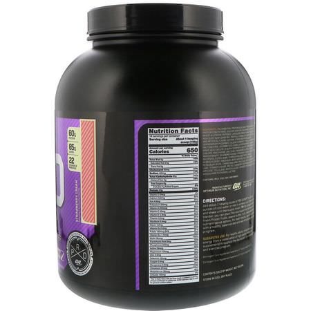 體重增加者, 蛋白質: Optimum Nutrition, Pro Gainer, High-Protein Weight Gainer, Strawberry Cream, 5.09 lbs (2.31 kg)