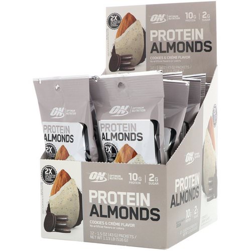 Optimum Nutrition, Protein Almonds, Cookies & Creme, 12 Packets, 1.5 oz (43 g) Each Review