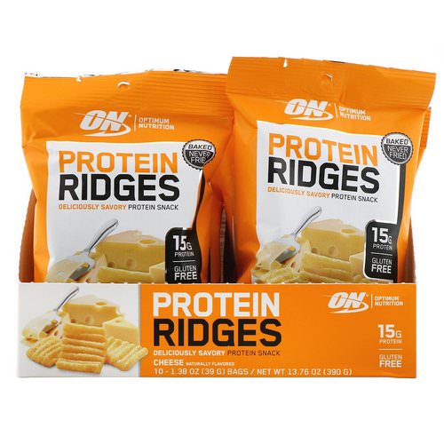 Optimum Nutrition, Protein Ridges, Cheese, 10 Bags, 1.38 oz (39 g) Each Review
