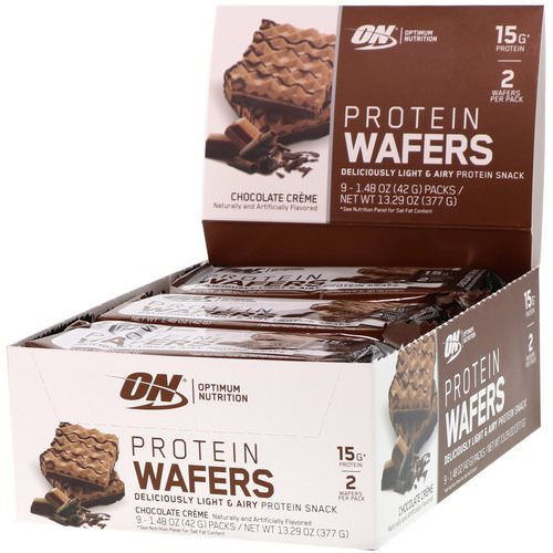 Optimum Nutrition, Protein Wafers, Chocolate Creme, 9 Packs, 1.48 oz (42 g) Each Review