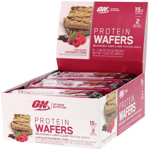 Optimum Nutrition, Protein Wafers, Chocolate Raspberry Creme, 9 Packs, 1.45 oz (41 g) Each Review