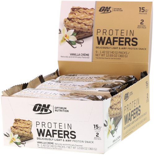 Optimum Nutrition, Protein Wafers, Vanilla Creme, 9 Packs, 1.42 oz (40 g) Each Review