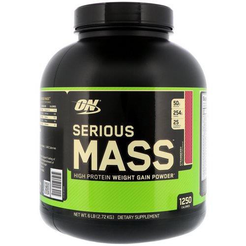 Optimum Nutrition, Serious Mass, High Protein Weight Gain Powder, Strawberry, 6 lbs (2.72 kg) Review