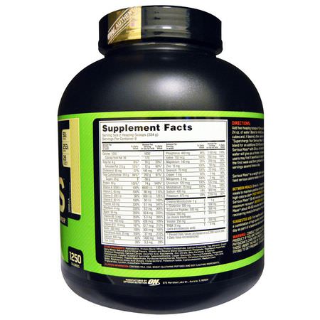 體重增加者, 蛋白質: Optimum Nutrition, Serious Mass, High Protein Weight Gain Powder, Vanilla, 6 lbs (2.72 kg)