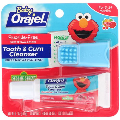 Orajel, Elmo Tooth & Gum Cleanser, 3-24 Months, Fluoride-Free, Fruity Fun, 0.7 oz (19.8 g) Review