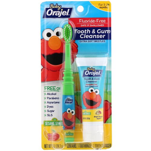 Orajel, Elmo Tooth & Gum Cleanser, Fluoride-Free, 3-24 Months, Bright Banana Apple, 1 oz (28.3 g) Review