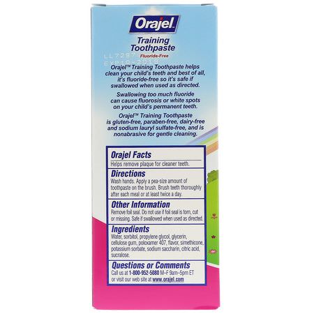 無氟化物, 牙膏: Orajel, My Little Pony Training Toothpaste, Flouride Free, Pinkie Fruity Flavor, 1.5 oz (42.5 g)
