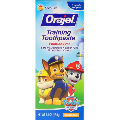 Orajel, Paw Patrol Training Toothpaste, Fluoride Free, Fruity Fun Flavor, 1.5 oz (42.5 g) Review