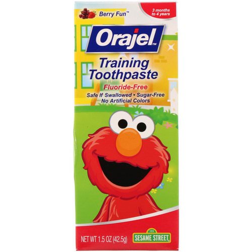 Orajel, Sesame Street Training Toothpaste, Flouride-Free, Berry Fun, 1.5 oz (42.5 g) Review