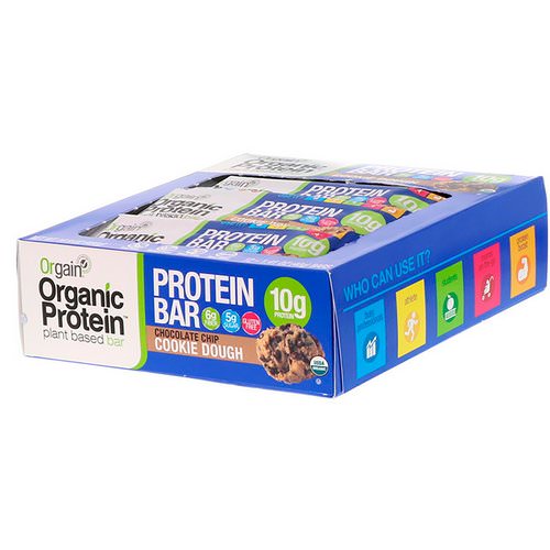Orgain, Organic Plant-Based Protein Bar, Chocolate Chip Cookie Dough, 12 Bars, 1.41 oz (40 g) Each Review