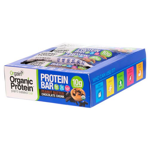Orgain, Organic Plant-Based Protein Bar, Peanut Butter Chocolate Chunk, 12 Bars, 1.41 oz (40 g) Each Review